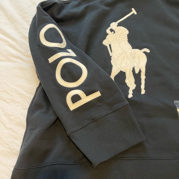 Polo Ralph Lauren Big Pony Chenille Hoodie Black XS/S NWT ($228) - Picture 8 of 14